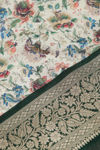 Multicolor Kalamkari Tussar Silk Digital Print Fabric With Banarasi Border - Luxurion World