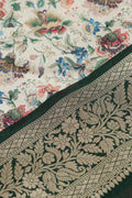 Multicolor Kalamkari Tussar Silk Digital Print Fabric With Banarasi Border - Luxurion World