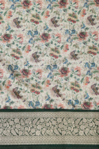 Multicolor Kalamkari Tussar Silk Digital Print Fabric With Banarasi Border - Luxurion World