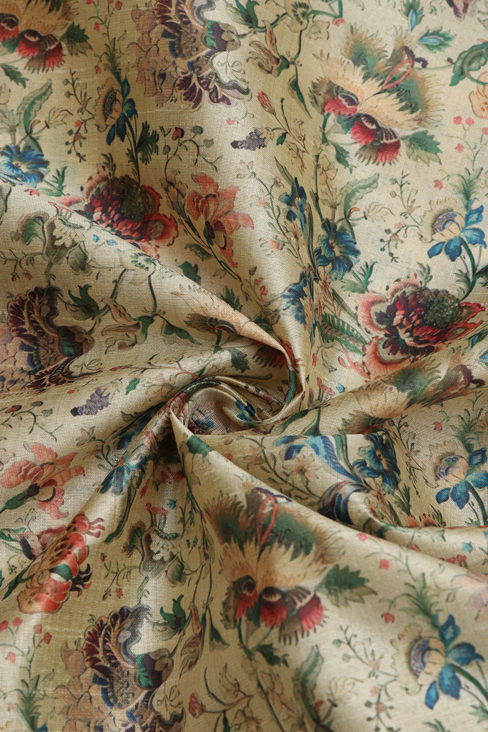 Pastel Kalamkari Tussar Silk Fabric - Digital Print (1 Mtr) - Luxurion World