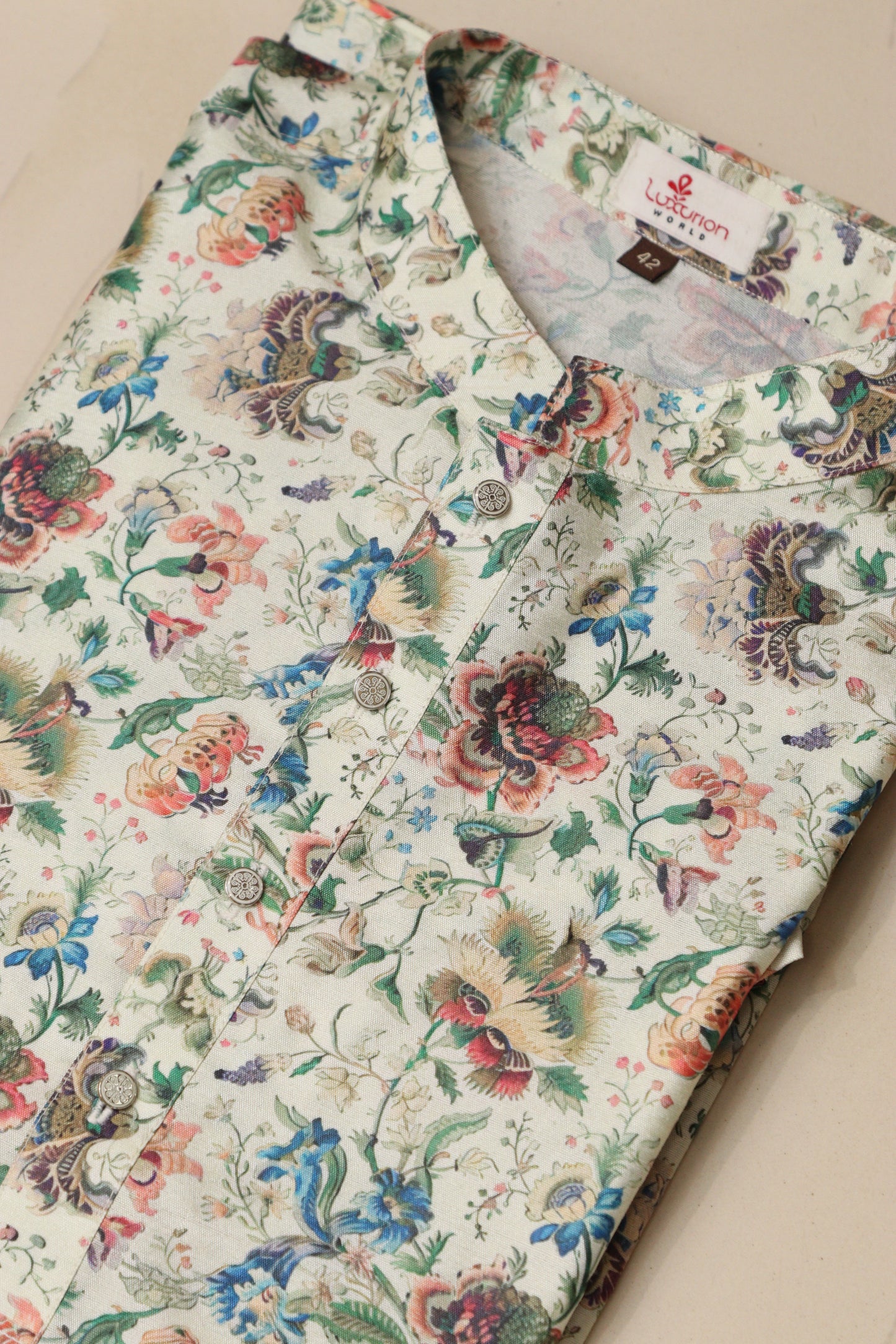 Pastel Digital Printed Tussar Silk Kalamkari Design Kurta - Luxurion World