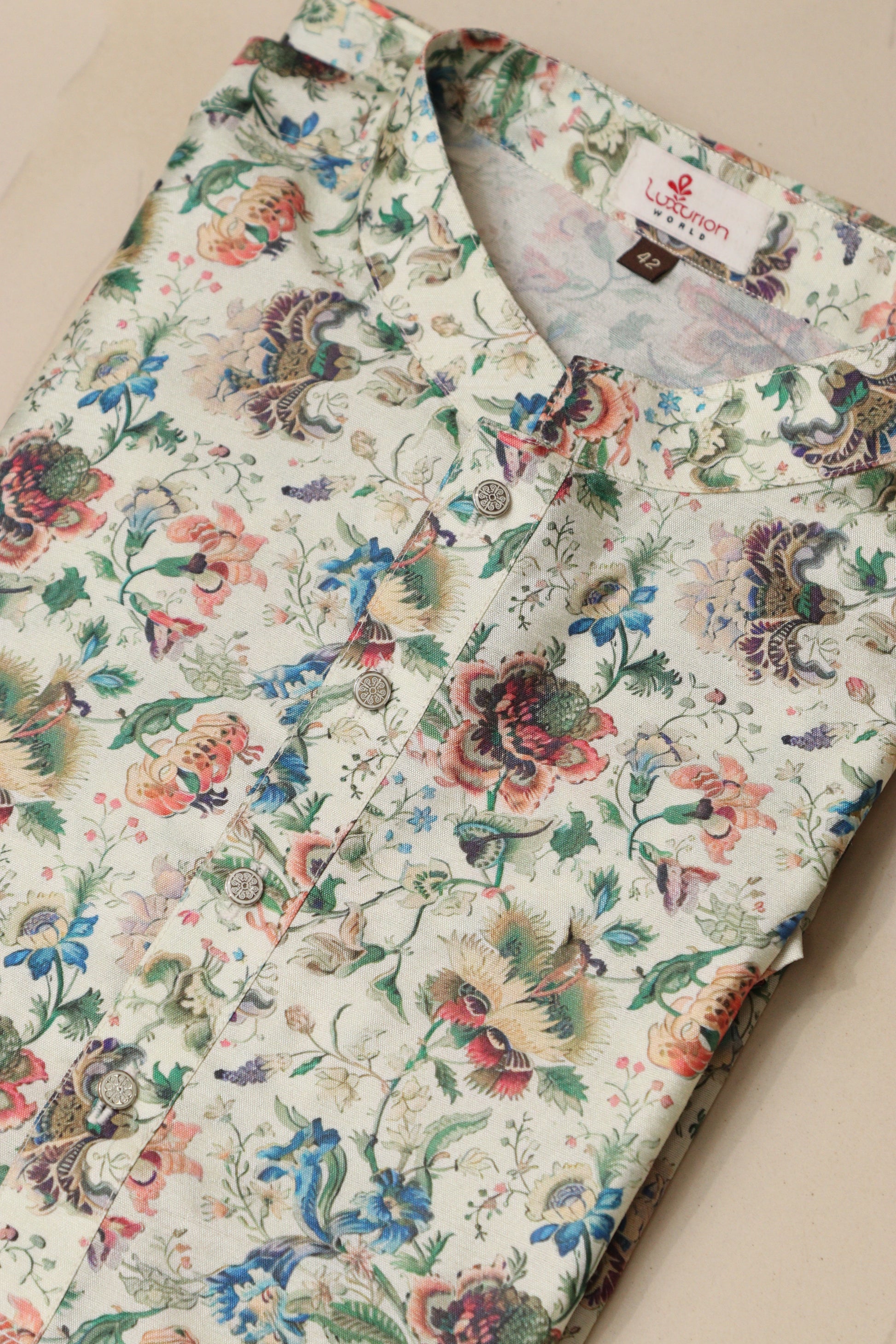 Pastel Digital Printed Tussar Silk Kalamkari Design Kurta - Luxurion World