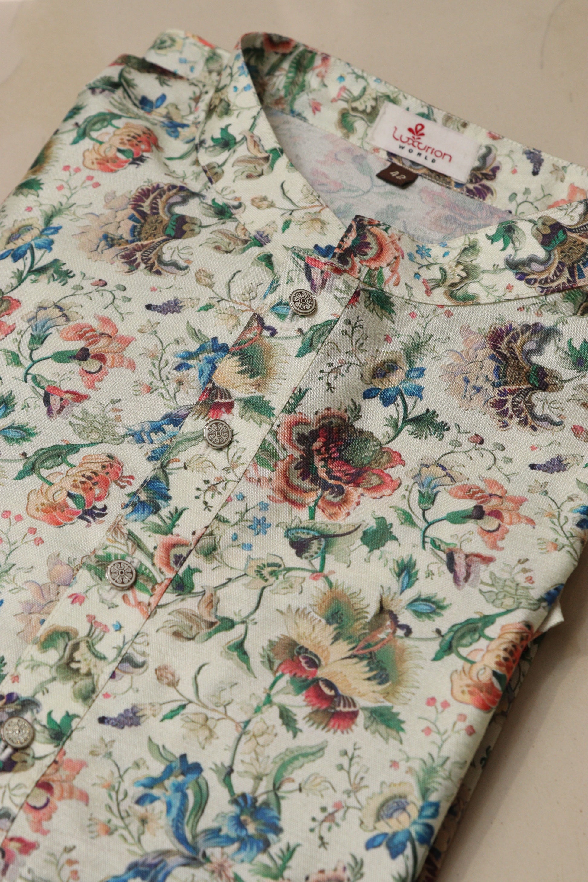 Pastel Digital Printed Tussar Silk Kalamkari Design Kurta - Luxurion World