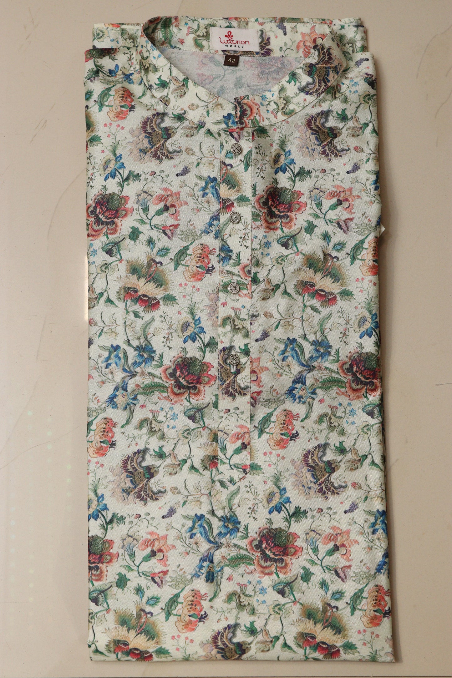 Pastel Digital Printed Tussar Silk Kalamkari Design Kurta - Luxurion World