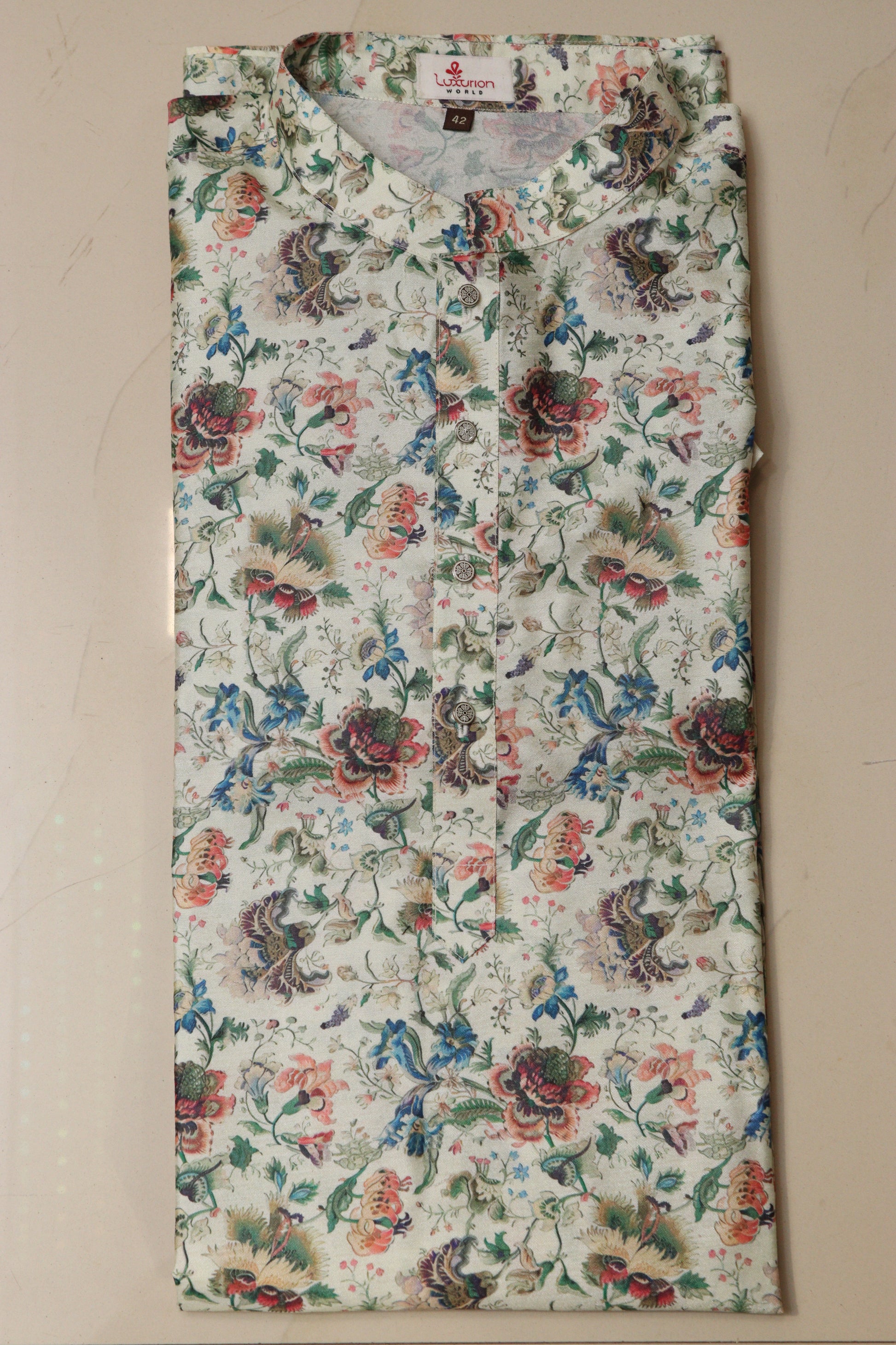 Pastel Digital Printed Tussar Silk Kalamkari Design Kurta - Luxurion World