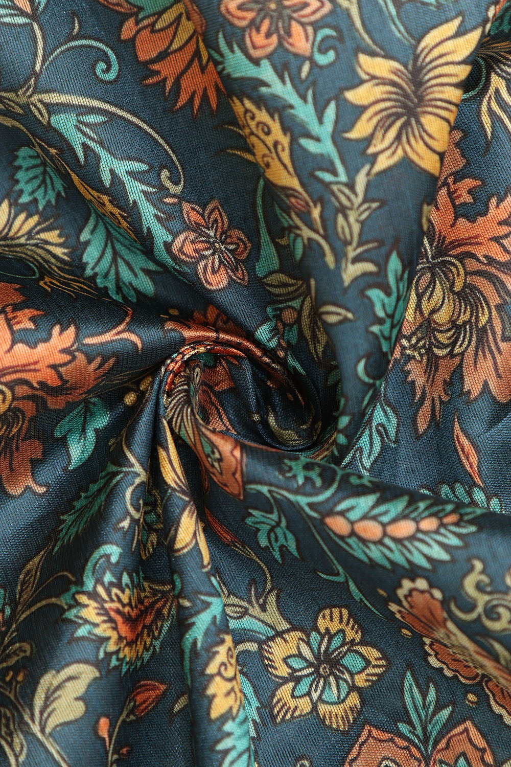 Blue Kalamkari Tussar Silk Fabric  - Digital Print (1 Mtr) - Luxurion World