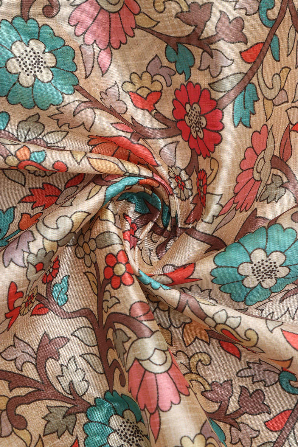 Pastel Kalamkari Tussar Silk - Digital Print (1 Mtr) - Luxurion World