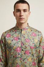 Green Kalamkari Digital Printed Tussar Silk Kurta - Luxurion World