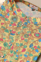 Yellow Kalamkari Digital Printed Tussar Silk Kurta - Luxurion World