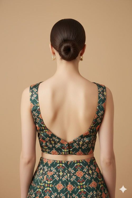 Stunning Green Patola Design Tussar Silk Blouse - Luxurion World