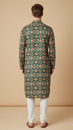 Stunning Green Patola Design Digital Printed Tussar Silk Kurta - Luxurion World