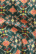 Stunning Green Patola Design Digital Printed Tussar Silk Fabric ( 1 Mtr ) - Luxurion World