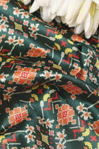 Stunning Green Patola Design Digital Printed Tussar Silk Fabric ( 1 Mtr ) - Luxurion World