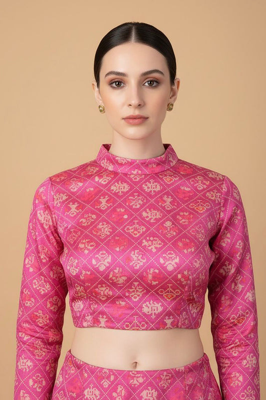 Elegant Purple Patola Design Digital Printed Tussar Silk Blouse - Luxurion World