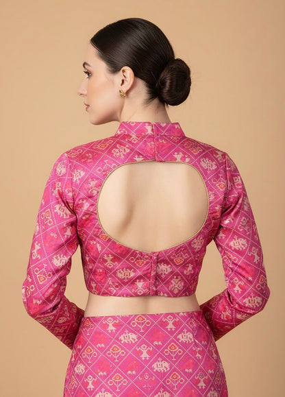 Elegant Purple Patola Design Digital Printed Tussar Silk Blouse - Luxurion World