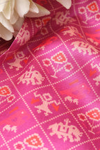 Purple Patola Design Digital Printed Tussar Silk Fabric ( 1 Mtr ) - Luxurion World