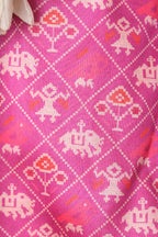 Purple Patola Design Digital Printed Tussar Silk Fabric ( 1 Mtr ) - Luxurion World