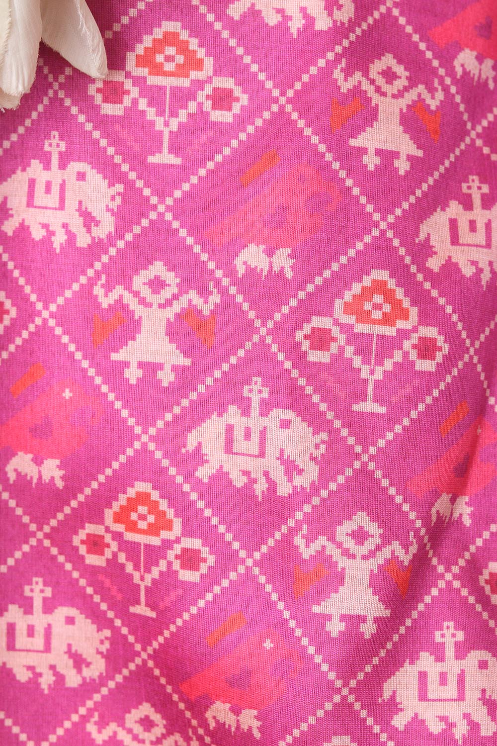 Purple Patola Design Digital Printed Tussar Silk Fabric ( 1 Mtr ) - Luxurion World