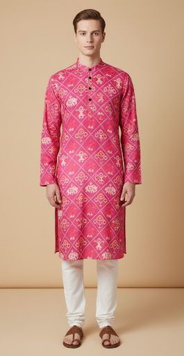 Exquisite Purple Patola Design Digital Printed Tussar Silk Kurta - Luxurion World