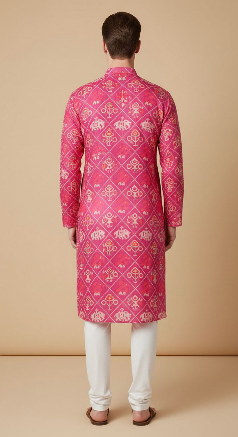 Exquisite Purple Patola Design Digital Printed Tussar Silk Kurta - Luxurion World