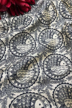 Pastel Madhubani Design Digital Printed Tussar Silk Fabric ( 1 Mtr ) - Luxurion World