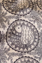 Pastel Madhubani Design Digital Printed Tussar Silk Fabric ( 1 Mtr ) - Luxurion World
