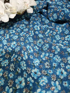 Blue Georgette Fabric with Digital Print ( 1 Mtr ) - Luxurion World