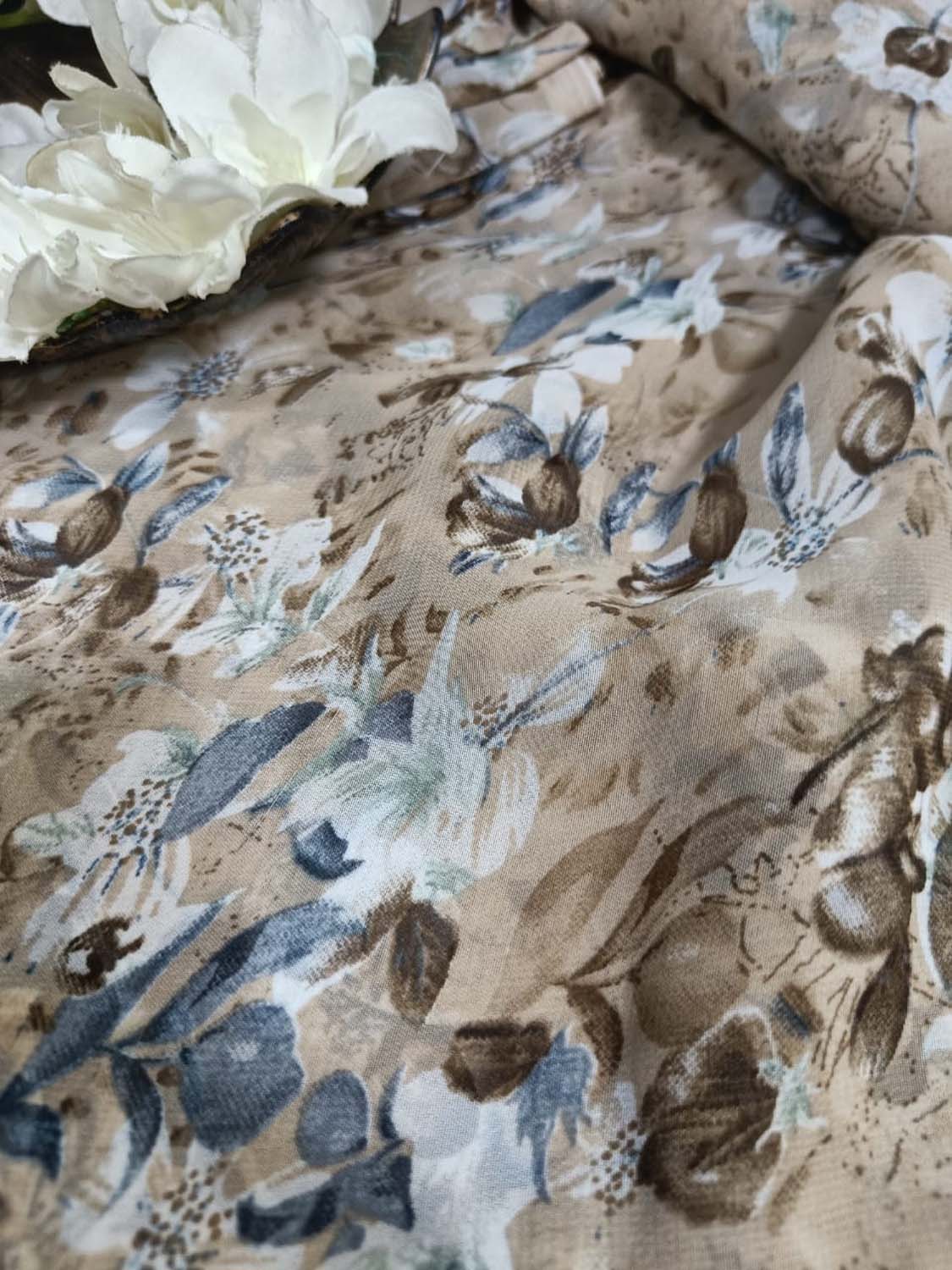 Soft Pastel Georgette Fabric with Digital Print ( 1 Mtr ) - Luxurion World