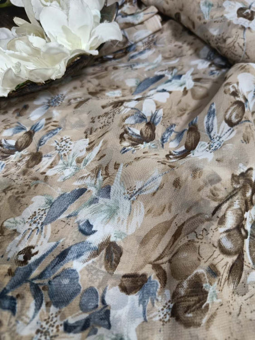 Soft Pastel Georgette Fabric with Digital Print ( 1 Mtr ) - Luxurion World