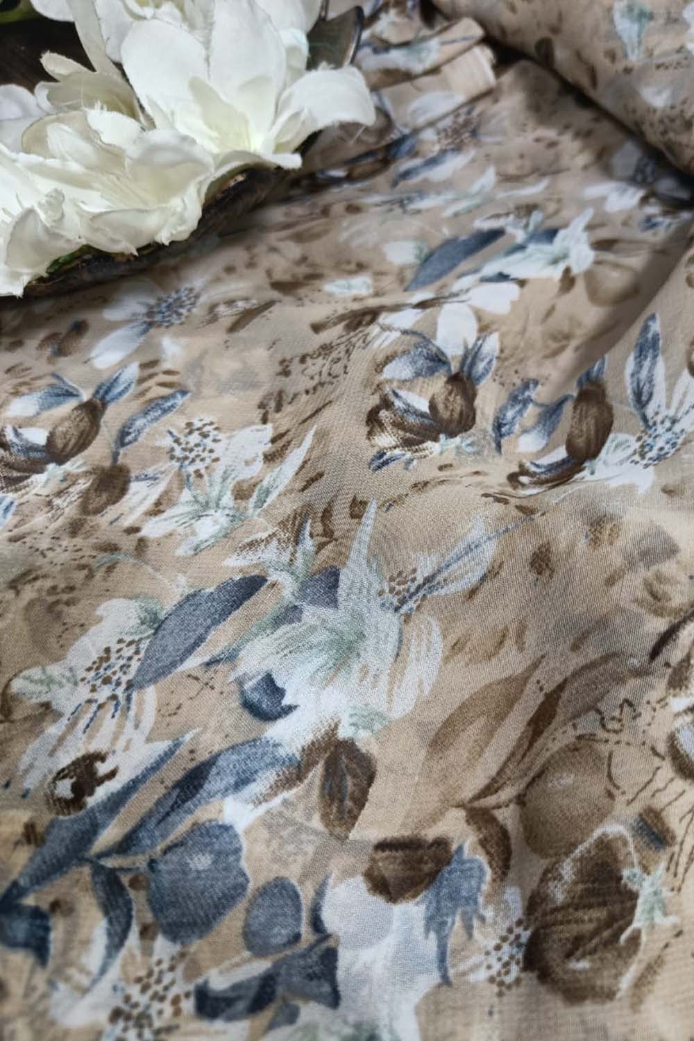 Soft Pastel Georgette Fabric with Digital Print ( 1 Mtr ) - Luxurion World
