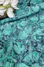 Blue Georgette Fabric with Digital Print ( 1 Mtr ) - Luxurion World