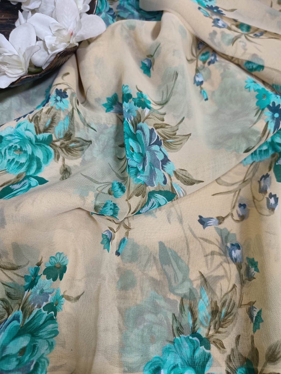 Soft Pastel Georgette Fabric with Digital Prints ( 0.5 Mtr ) - Luxurion World
