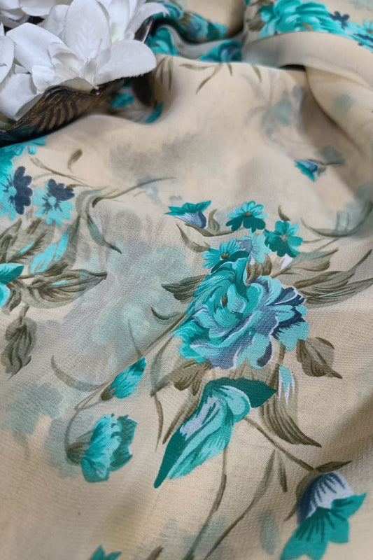 Soft Pastel Georgette Fabric with Digital Prints