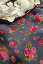 Elegant Grey Georgette Fabric with Digital Print ( 1 Mtr ) - Luxurion World