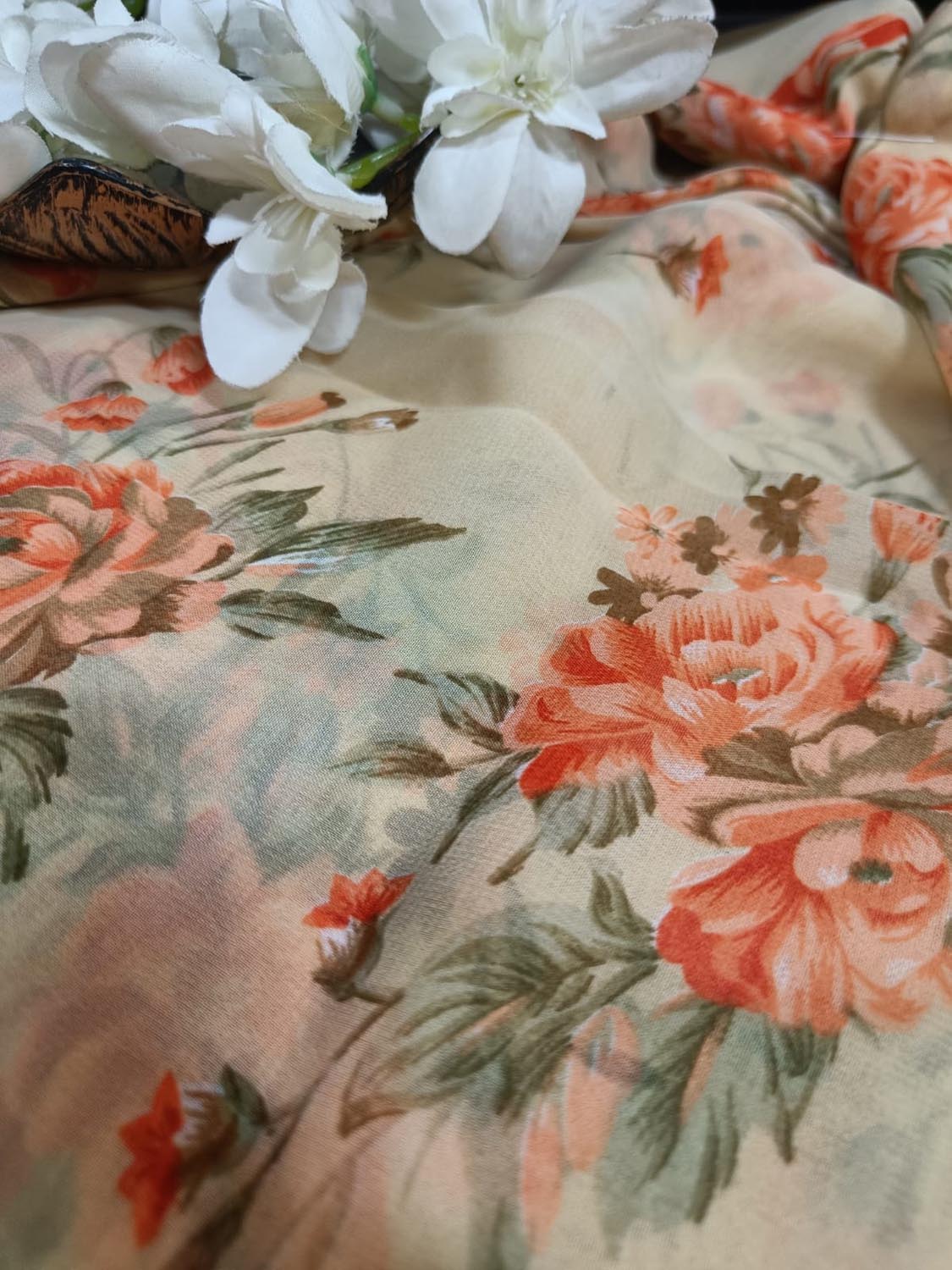 Soft Pastel Georgette Fabric with Digital Prints ( 1 Mtr ) - Luxurion World