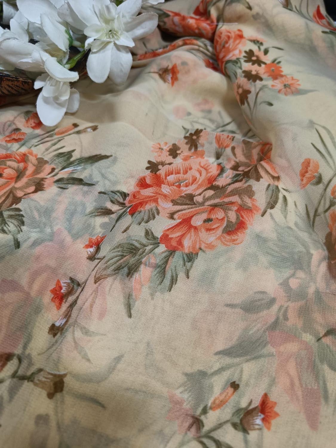 Soft Pastel Georgette Fabric with Digital Prints ( 1 Mtr ) - Luxurion World