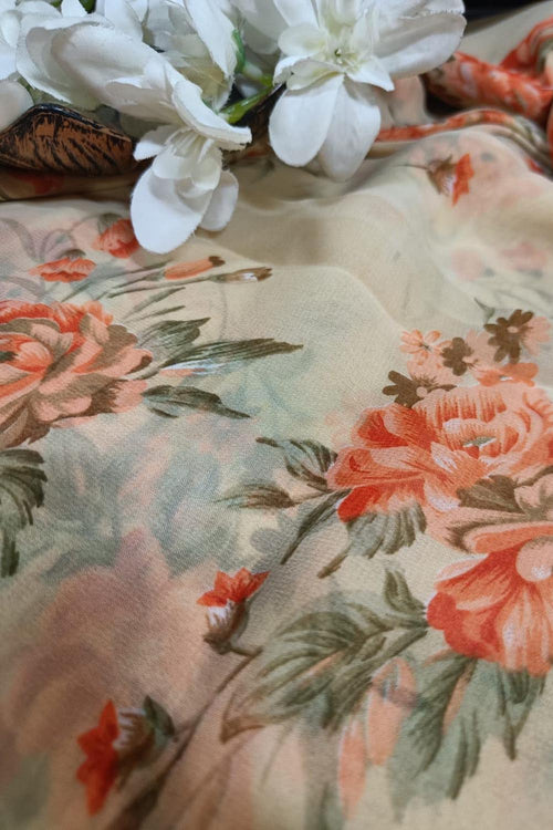 Soft Pastel Georgette Fabric with Digital Prints ( 1 Mtr ) - Luxurion World