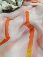 Off White Georgette Fabric with Digital Print ( 1 Mtr ) - Luxurion World