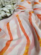 Off White Georgette Fabric with Digital Print ( 1 Mtr ) - Luxurion World