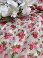 Off White Georgette Fabric with Digital Print ( 1 Mtr ) - Luxurion World