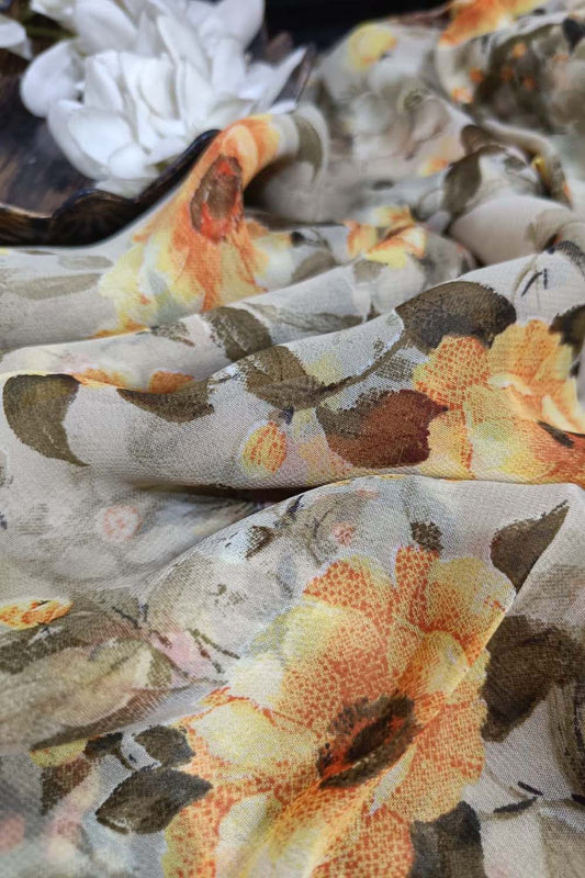 Chic Georgette Fabric: Pastel Digital Print (1 Mtr) - Luxurion World