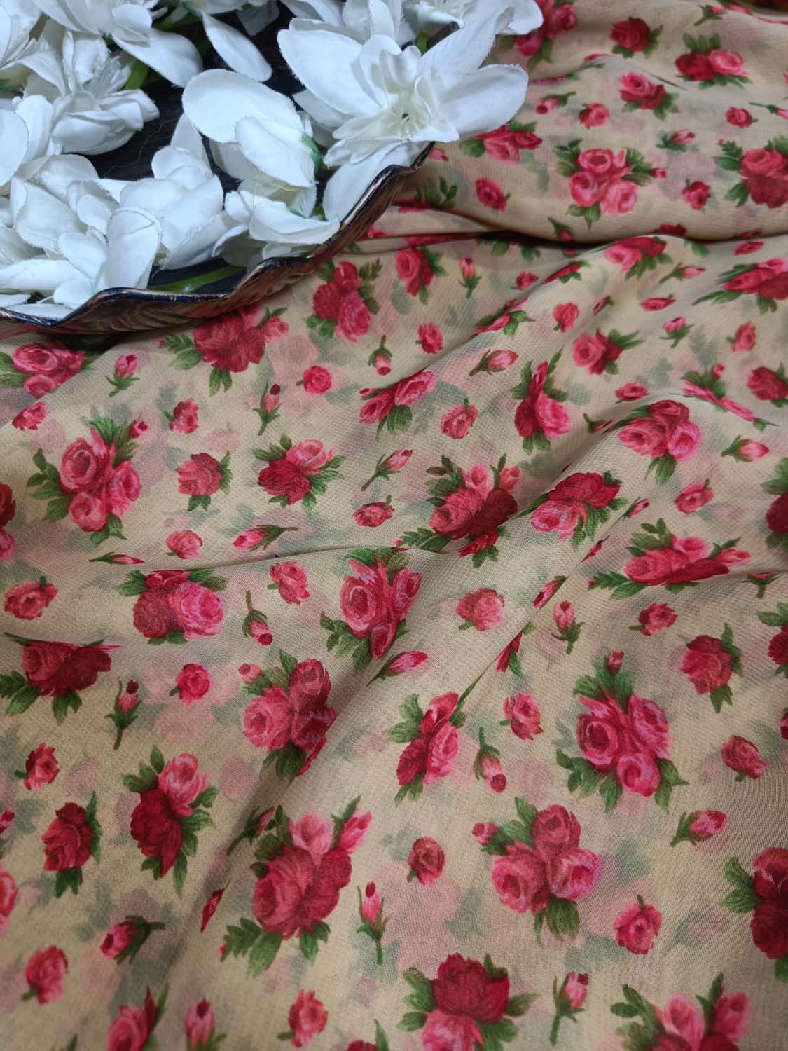 Pastel Georgette Fabric: Digital Printed Designs ( 1 Mtr ) - Luxurion World
