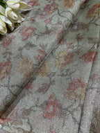 Green Digital Printed Tissue Organza Fabric ( 1 Mtr ) - Luxurion World