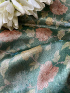 Green Digital Printed Tissue Organza Fabric ( 1 Mtr ) - Luxurion World