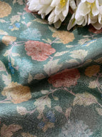 Green Digital Printed Tissue Organza Fabric ( 1 Mtr ) - Luxurion World