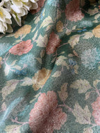 Green Digital Printed Tissue Organza Fabric ( 1 Mtr ) - Luxurion World