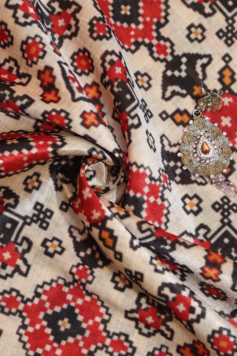 Pastel Patola Tussar Silk Fabric with Digital Print ( 1 Mtr ) - Luxurion World