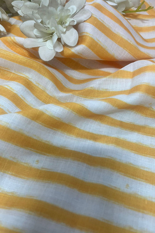 Sunshine Yellow Wrinkle Free Cotton Linen Digital Printed Fabric
