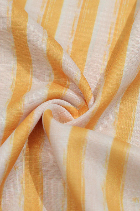 Sunshine Yellow Wrinkle Free Cotton Linen Digital Printed Fabric - Luxurion World