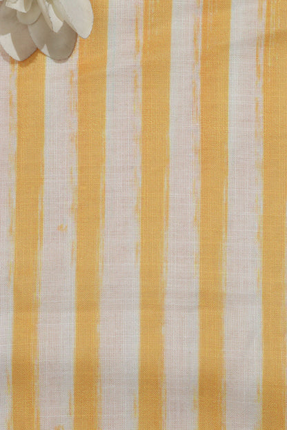Sunshine Yellow Wrinkle Free Cotton Linen Digital Printed Fabric - Luxurion World